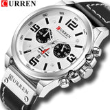 CURREN Waterproof Sport Chronograph Quartz Genuine Leather Men's Watch - Watches - Proshot Bazaar