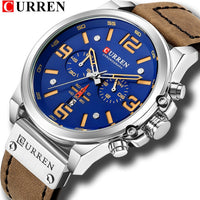 CURREN Waterproof Sport Chronograph Quartz Genuine Leather Men's Watch - Watches - Proshot Bazaar