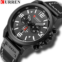 CURREN Waterproof Sport Chronograph Quartz Genuine Leather Men's Watch - Watches - Proshot Bazaar