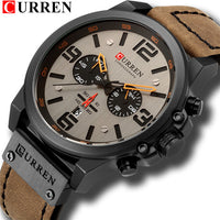 CURREN Waterproof Sport Chronograph Quartz Genuine Leather Men's Watch - Watches - Proshot Bazaar