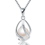 Cauuev Genuine 100% Natural Freshwater Pearl 925 Sterling Silver Pendant Necklace - Necklaces - Proshot Bazaar