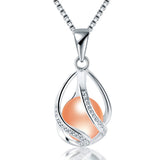 Cauuev Genuine 100% Natural Freshwater Pearl 925 Sterling Silver Pendant Necklace - Necklaces - Proshot Bazaar