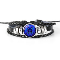 12 Constellation Zodiac Sign Black Braided Leather Bracelet - Bracelets - Proshot Bazaar