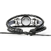 12 Constellation Zodiac Sign Black Braided Leather Bracelet - Bracelets - Proshot Bazaar