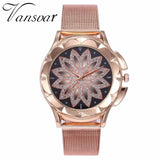 VANSVAR Fashion Rose Gold Flower Rhinestone Quartz Watch - Watches - Proshot Bazaar