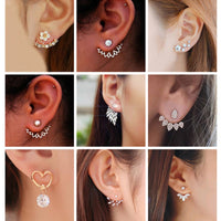 Korean Zircon Pearl Heart Crystal Flower Angel Wings Geometry Stud Earrings For Women - Earrings - Proshot Bazaar