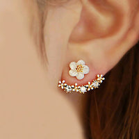 Korean Zircon Pearl Heart Crystal Flower Angel Wings Geometry Stud Earrings For Women - Earrings - Proshot Bazaar