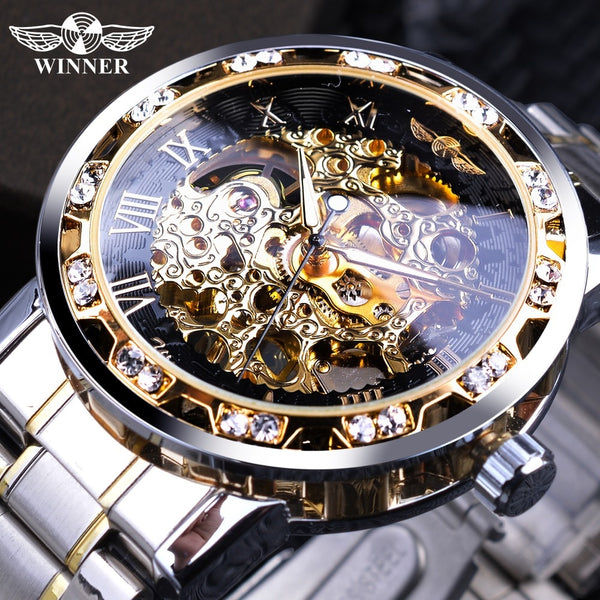 WINNER Royal Diamond Display Design Mechanical Men's Watch - Watches - Proshot Bazaar