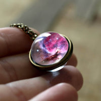 Handmade Nebula Galaxy Double Sided Cabochon Pendant Necklace - Necklaces - Proshot Bazaar
