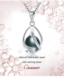 Cauuev Genuine 100% Natural Freshwater Pearl 925 Sterling Silver Pendant Necklace - Necklaces - Proshot Bazaar