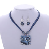 ZOSHI Fashion African Leather Chain Enamel Gem Jewelry Set - Necklaces - Proshot Bazaar