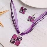 ZOSHI Fashion African Leather Chain Enamel Gem Jewelry Set - Necklaces - Proshot Bazaar