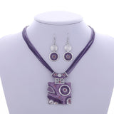 ZOSHI Fashion African Leather Chain Enamel Gem Jewelry Set - Necklaces - Proshot Bazaar