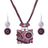 ZOSHI Fashion African Leather Chain Enamel Gem Jewelry Set - Necklaces - Proshot Bazaar