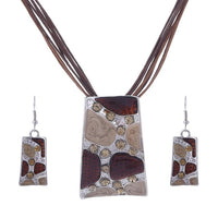 ZOSHI Fashion African Leather Chain Enamel Gem Jewelry Set - Necklaces - Proshot Bazaar