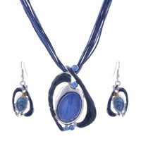 ZOSHI Fashion African Leather Chain Enamel Gem Jewelry Set - Necklaces - Proshot Bazaar