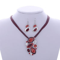 ZOSHI Fashion African Leather Chain Enamel Gem Jewelry Set - Necklaces - Proshot Bazaar