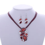 ZOSHI Fashion African Leather Chain Enamel Gem Jewelry Set - Necklaces - Proshot Bazaar