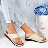 Orthopedic Women Leather Flat Casual Big Toe Foot Correction Sandal - Shoes - Proshot Bazaar