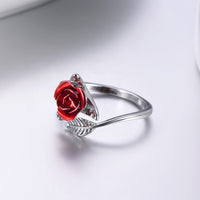 U7 Red Rose Garden Flower Leaves Open Ring - Rings - Proshot Bazaar