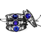 12 Constellation Zodiac Sign Black Braided Leather Bracelet - Bracelets - Proshot Bazaar